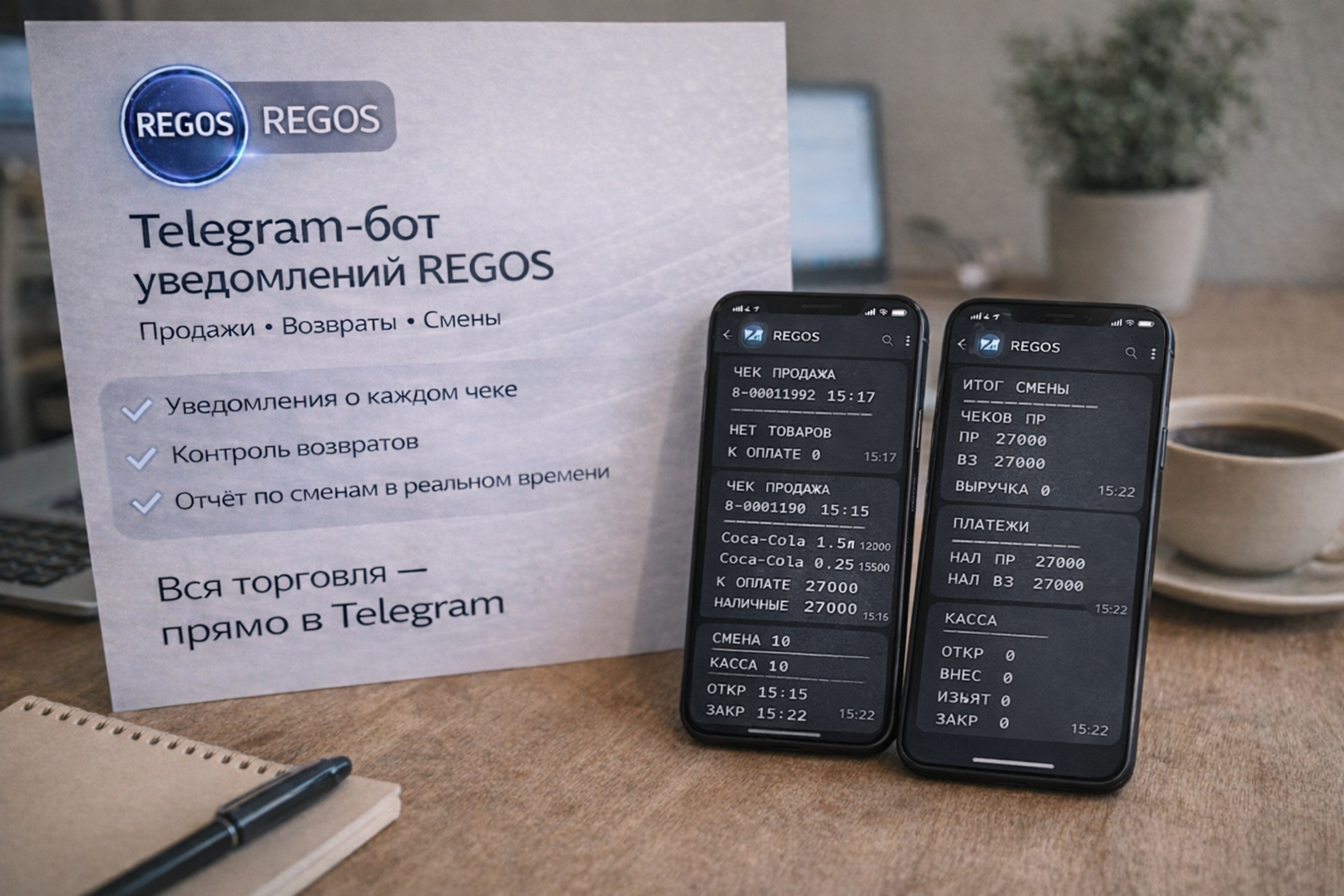 Как подключить Telegram-бот уведомлений REGOS